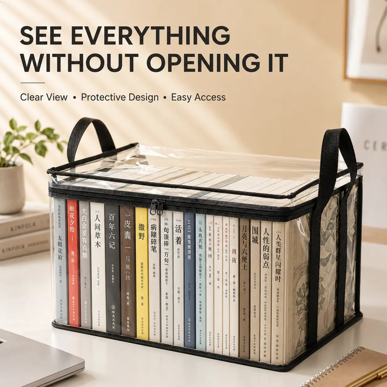 Foldable Transparent Book & Storage Organizer Box — Waterproof, Portable & Space-Saving