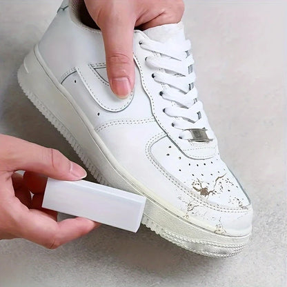 Shoe cleaning eraser in use