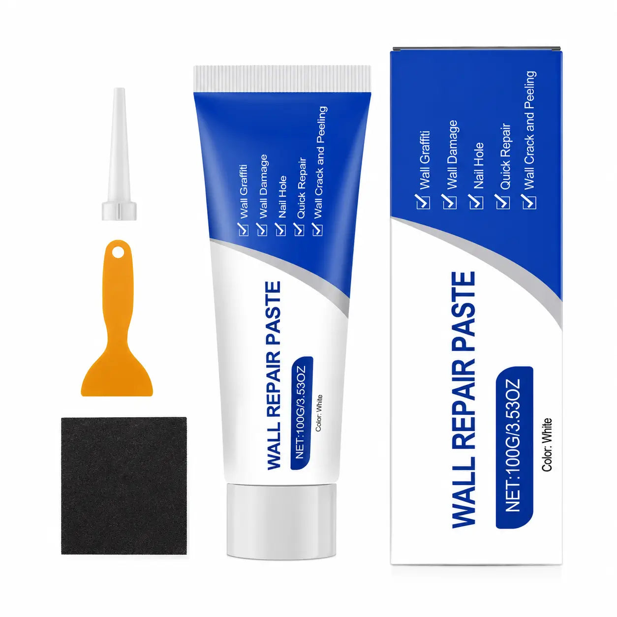 Wall Repair Paste Kit (100g) with Scraper — Fast-Drying Filler for Holes & Cracks